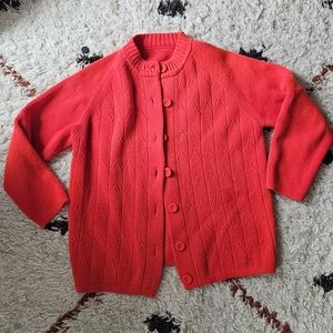 Vintage Red granny oversize cardigan sweater medium